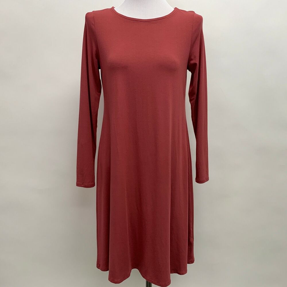 Eileen‎ Fisher Women's Shift A-Line Dress Pink Small Long Sleeve